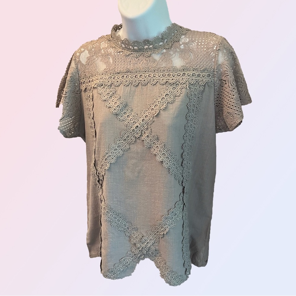 Gray Lace Top
